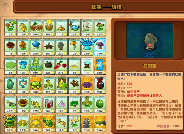 植物大战僵尸杂交版红眼菇详情